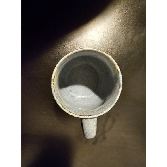 Speckled Light Blue Glazed Art Pottery Mug w Terracotta Stripes Applied Handle - Picture 5 of 9